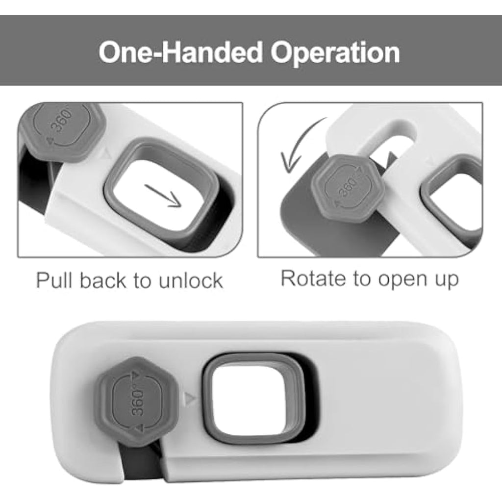 BECOMTO Childproof Refrigerator Locks | 5-Pack Grey Baby Safety Latches