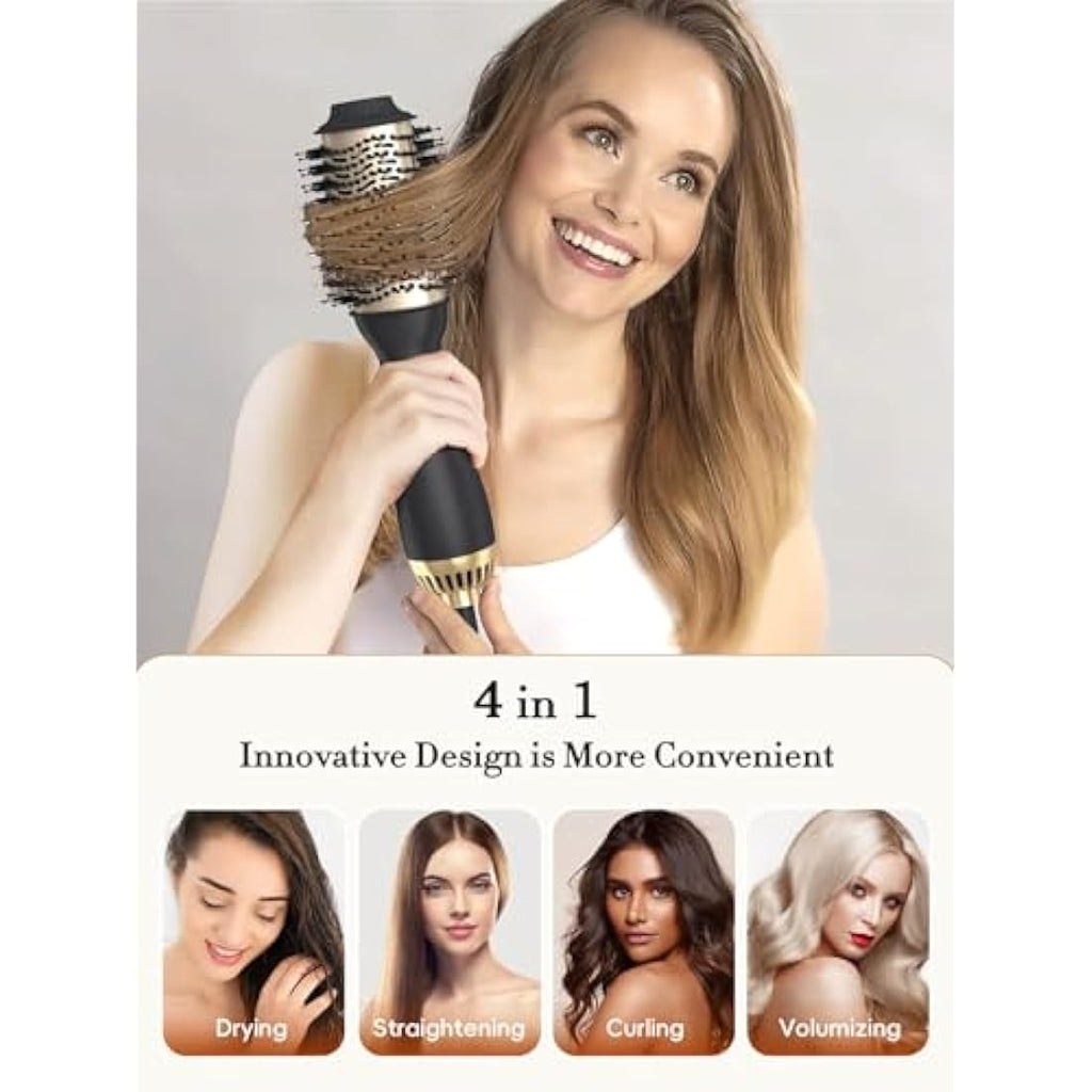 LANDOT Hair Dryer Brush – 3-in-1 Hot Air Styler and Volumizer, Black/Gold