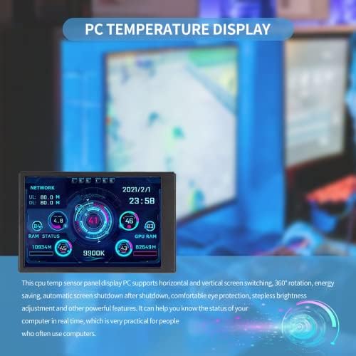 GOWENIC 3.5in IPS USB C PC Temperature Monitor – AIDA64 Data Display