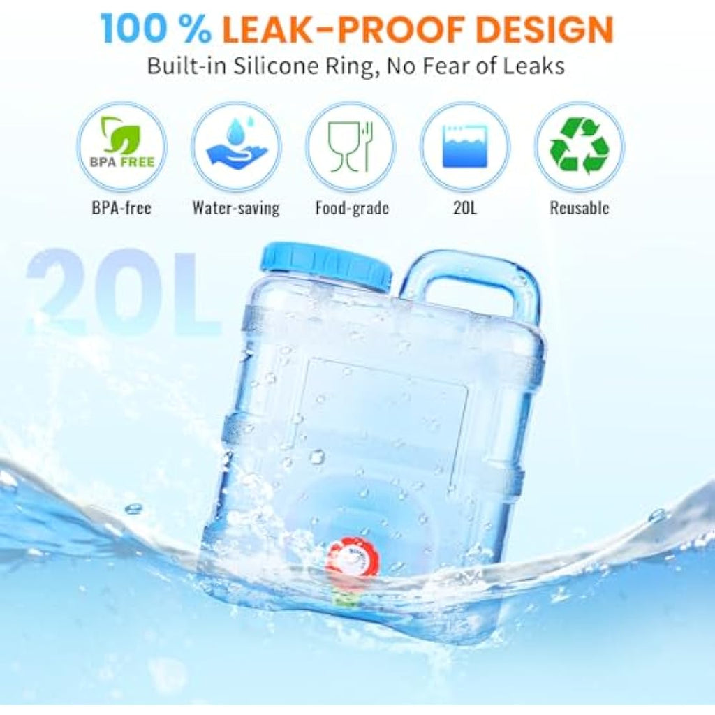 Starnearby Portable Water Container with Tap | BPA-Free Camping Bucket