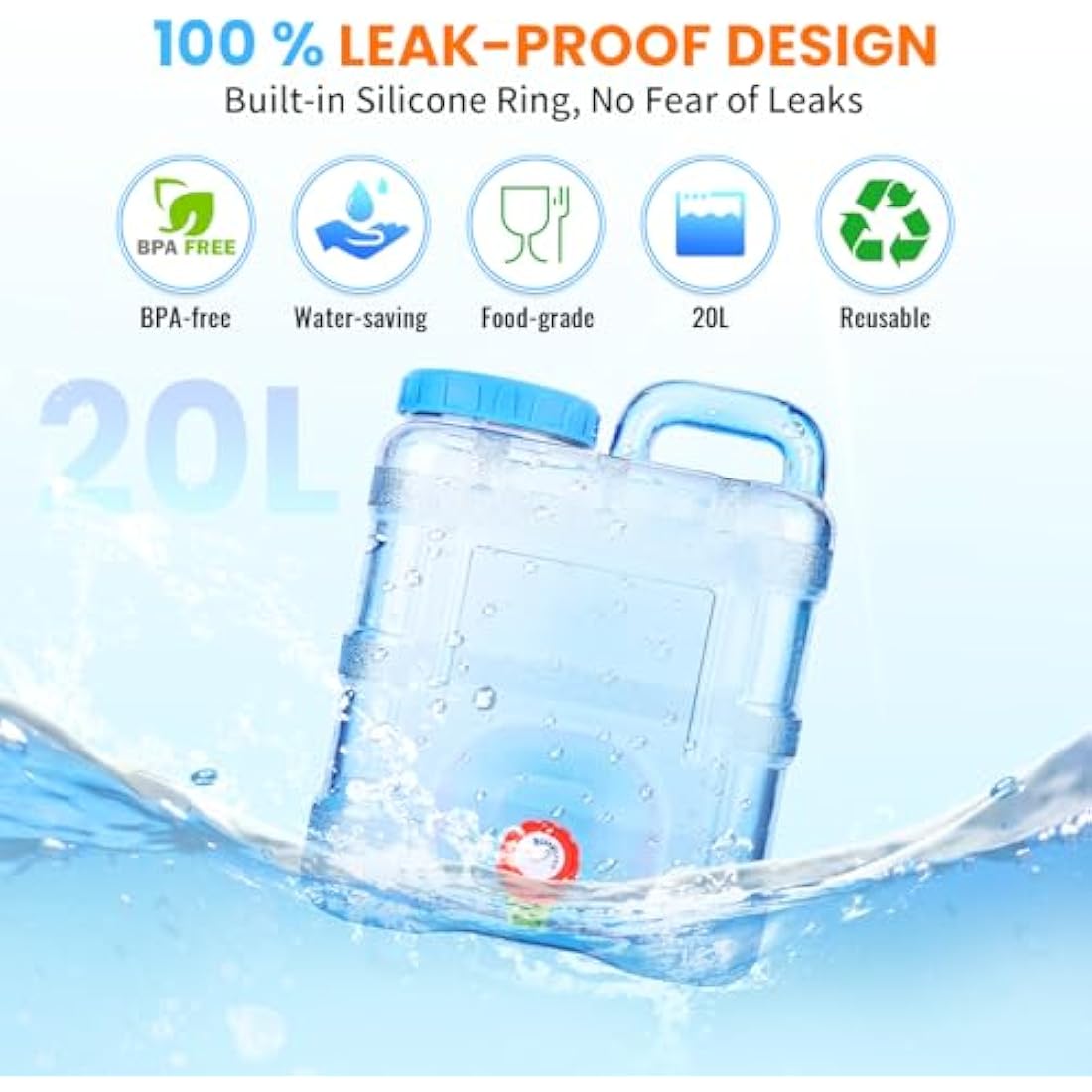 Starnearby Portable Water Container with Tap | BPA-Free Camping Bucket