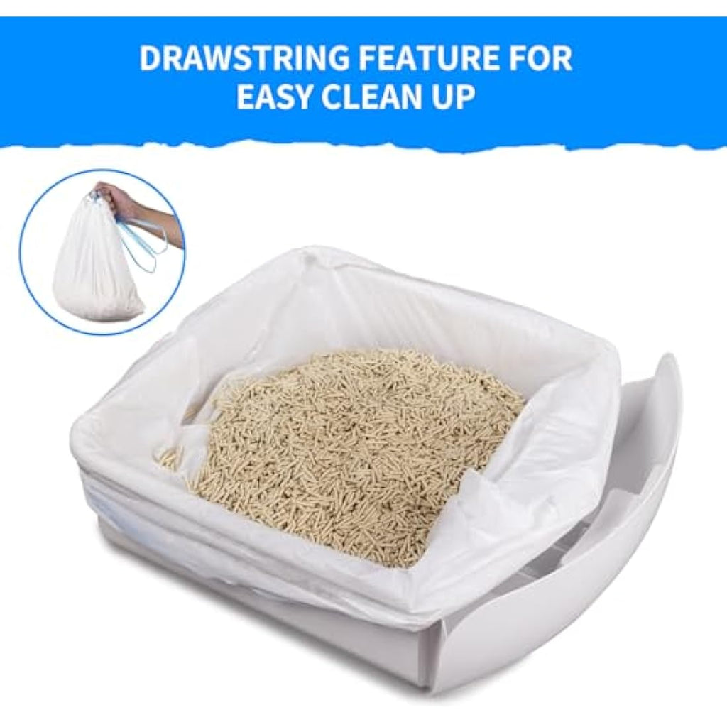 Cleanpethome Extra Large Cat Litter Box Liners | 120 Count Drawstring Bags