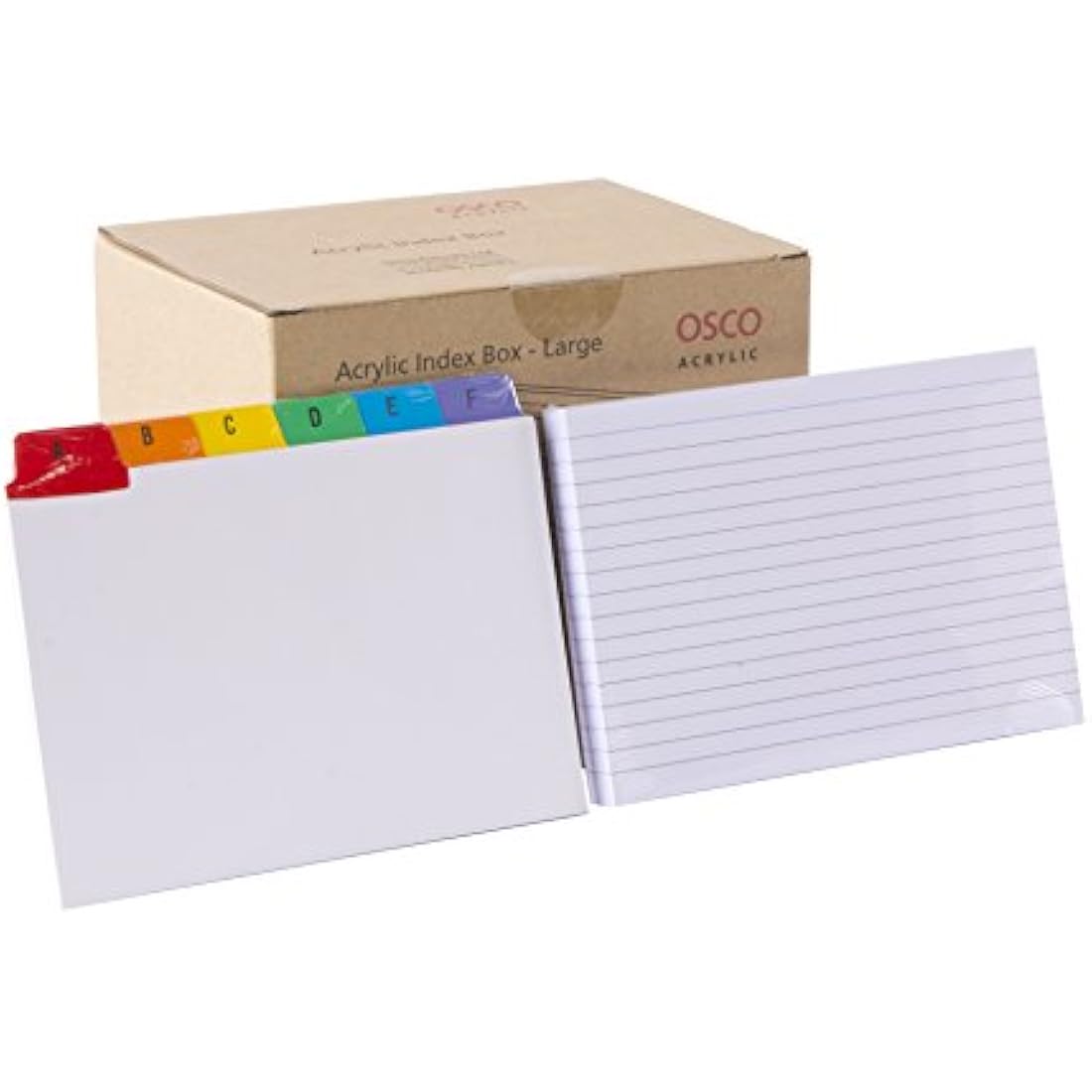 OSCO Clear Acrylic Index Box – 7x5 Inch Desktop Organizer with A-Z Tabs