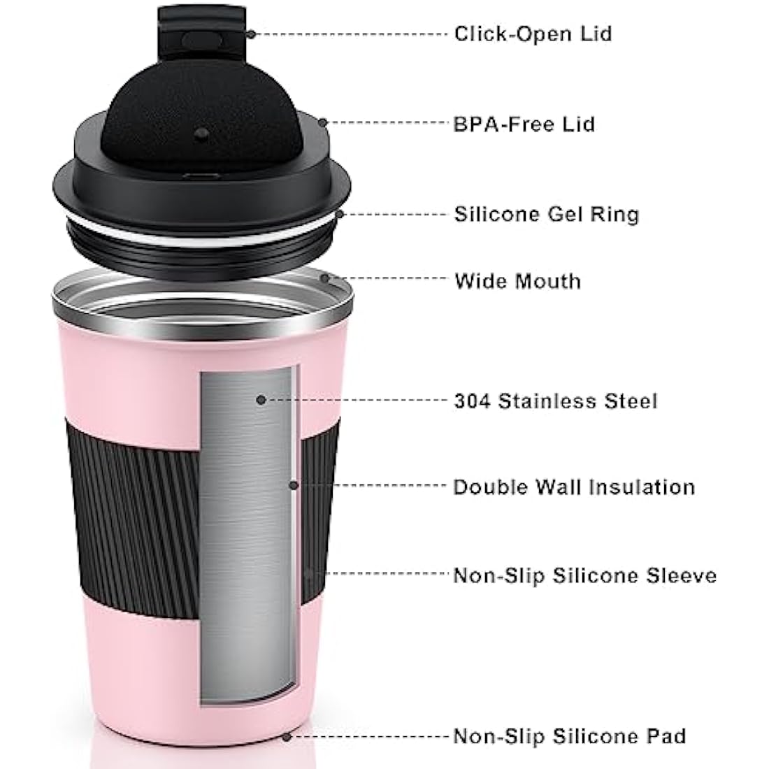 CS COSDDI Insulated Travel Mug – 380ml Leakproof Stainless Steel Cup