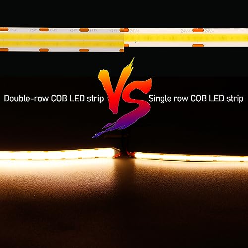 GOMING 24V Double Row COB LED Strip Light - 3000K Warm White IP65 32.8ft