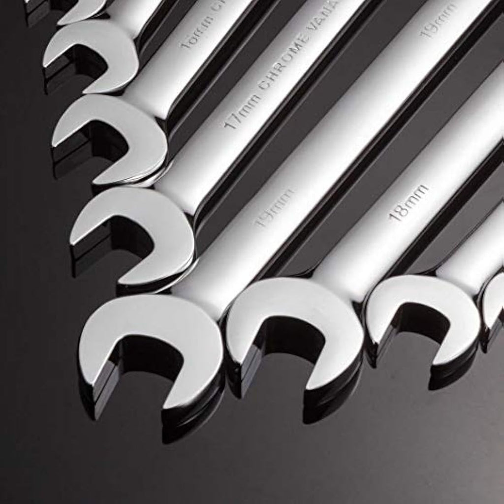 Qnkaa 12-Piece Metric Ratchet Spanner Set | 8-19mm Chrome Vanadium