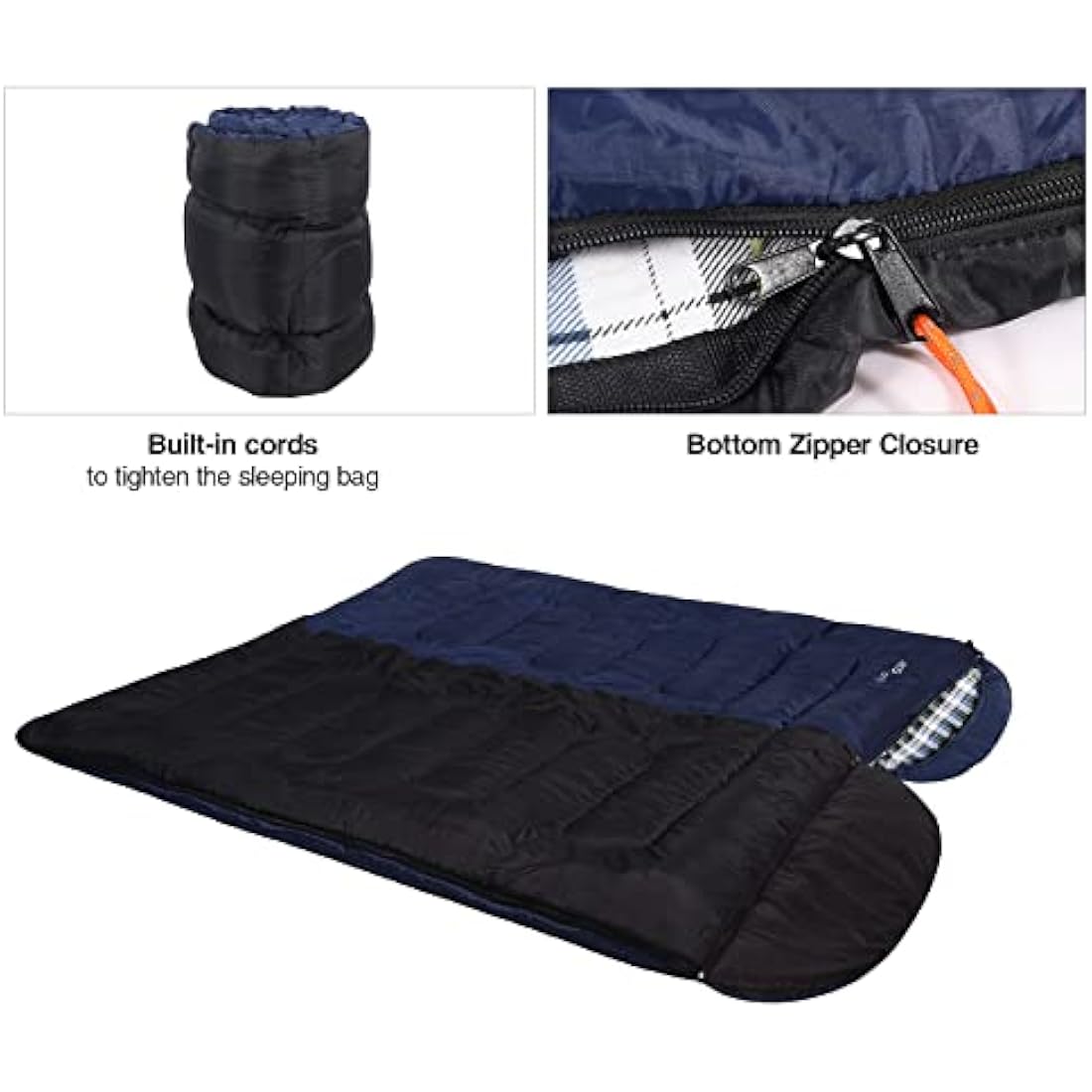 REDCAMP Cotton Sleeping Bag with Flannel Liner and Removable Pillow