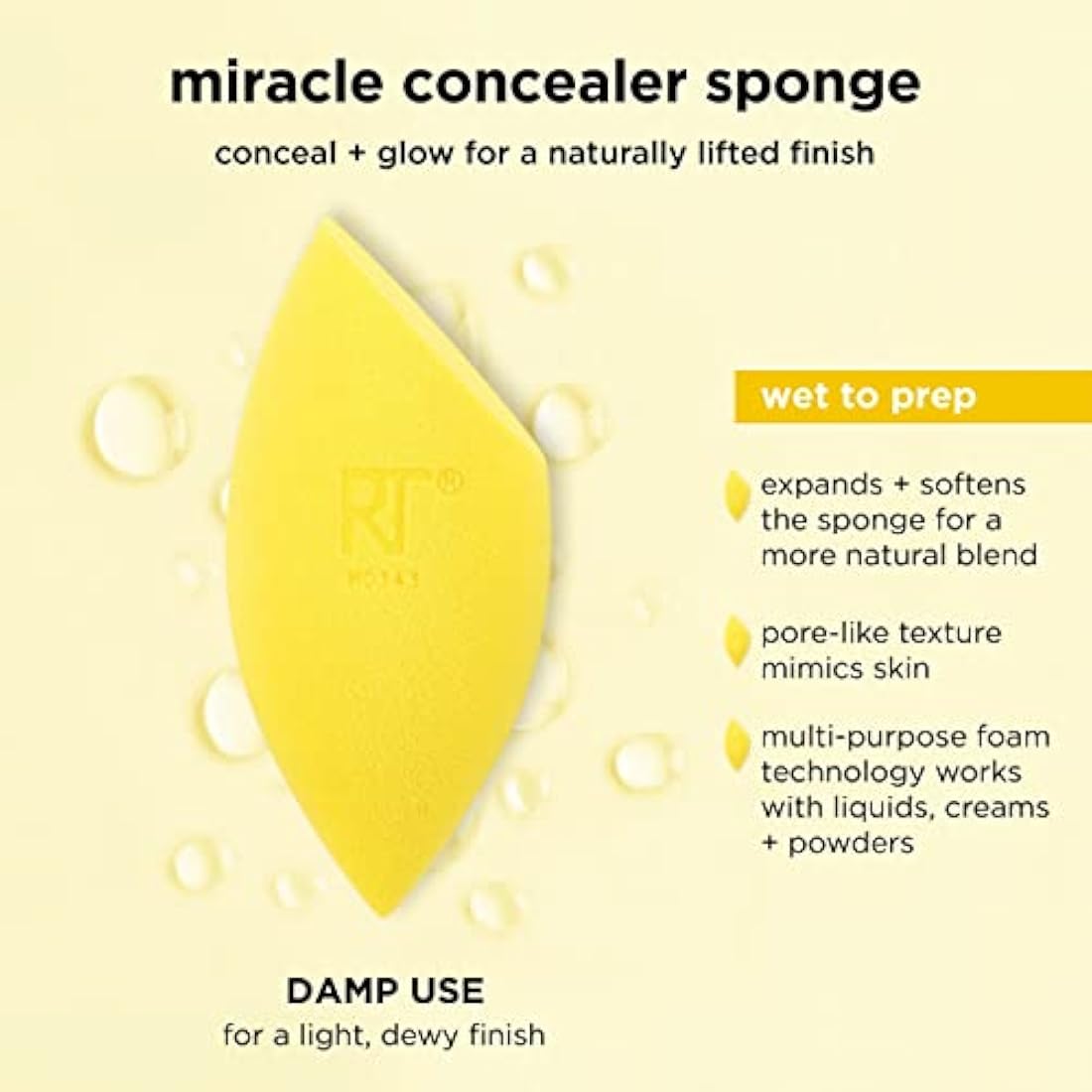 Real Techniques Miracle Concealer Sponge – Precision Foam Applicator, 2 Count