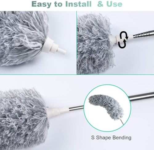 Vicloon Microfiber Duster | 96" Extendable Telescopic Pole & Bendable Head
