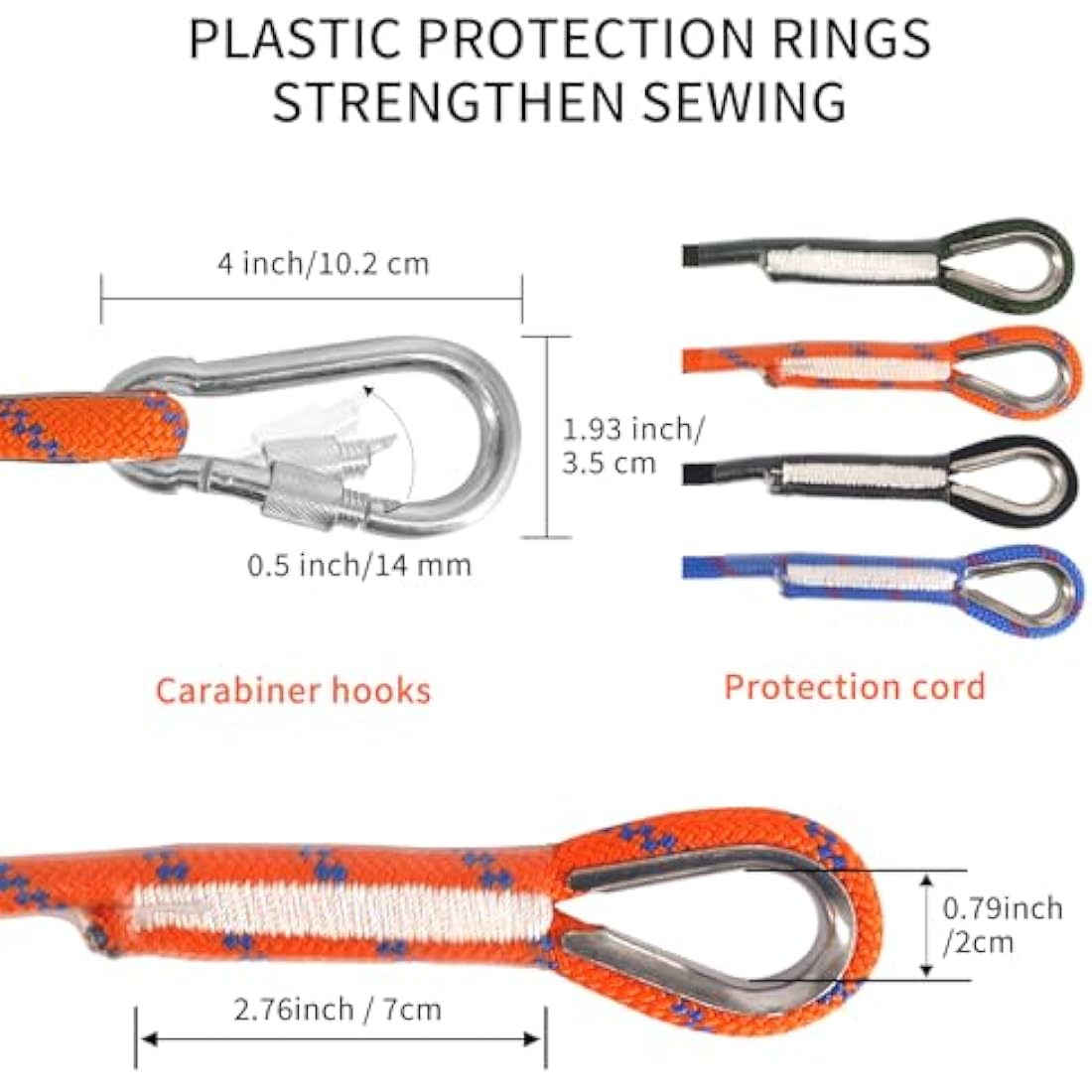 NewDoar 10mm Static Climbing Rope – 18KN Safety Cord with 2 Carabiners