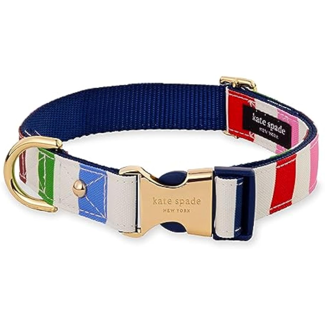 Kate Spade Adventure Stripe Dog Collar | Gold Buckle | Medium to Large