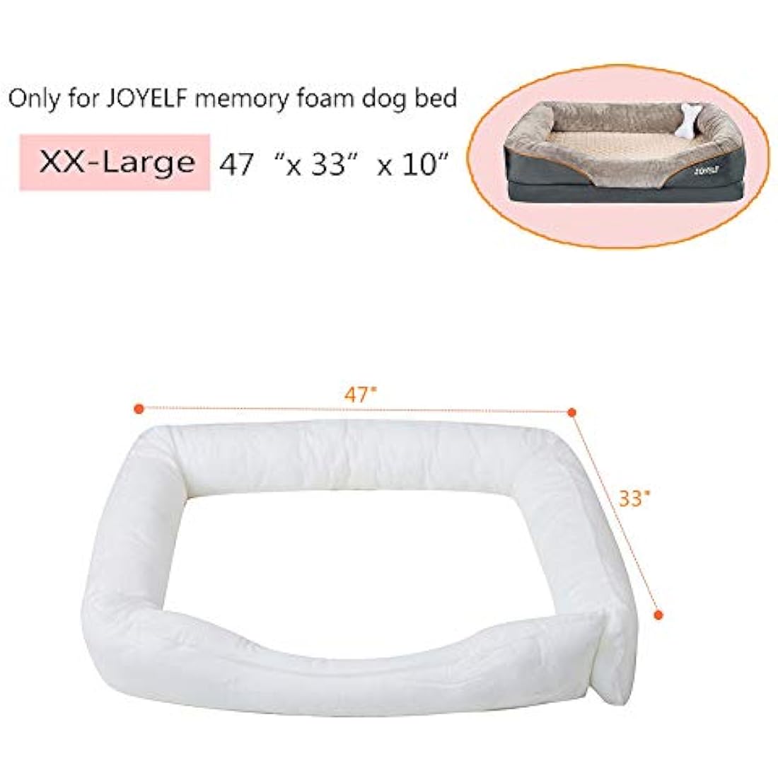 JOYELF Orthopedic Memory Foam Dog Bed Replacement Insert - XX-Large