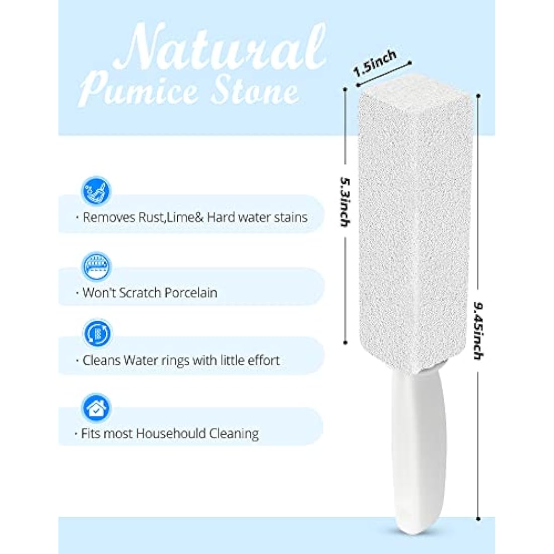 Maryton Pumice Stone Toilet Bowl Cleaner with Handle - 2 Pack White