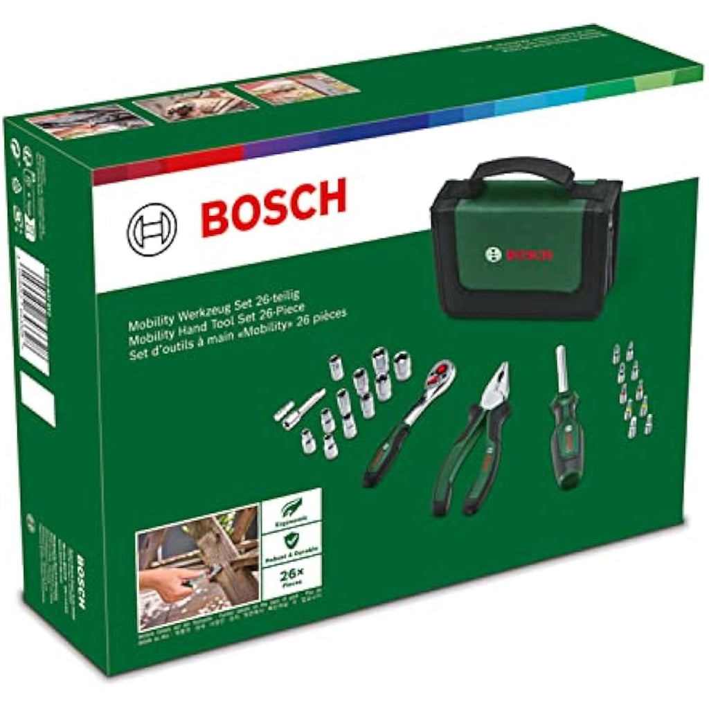Bosch 26-Piece Hand Tool Set – Portable DIY Kit with 1/4" Ratchet
