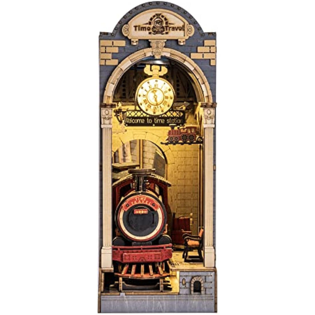 Robotime Time Travel DIY Book Nook Kit – Wooden Miniature House with LED