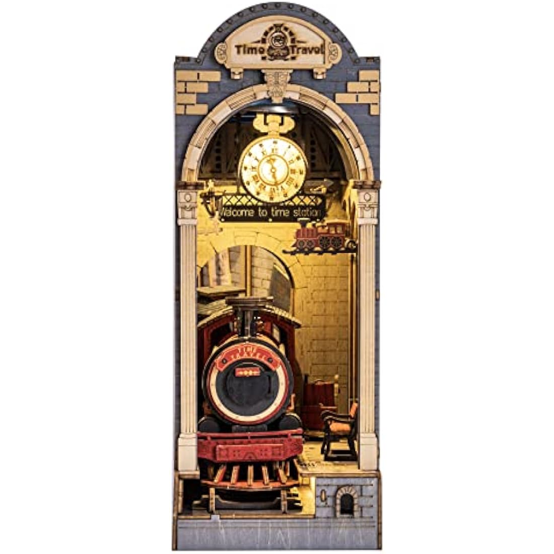 Robotime Time Travel DIY Book Nook Kit – Wooden Miniature House with LED