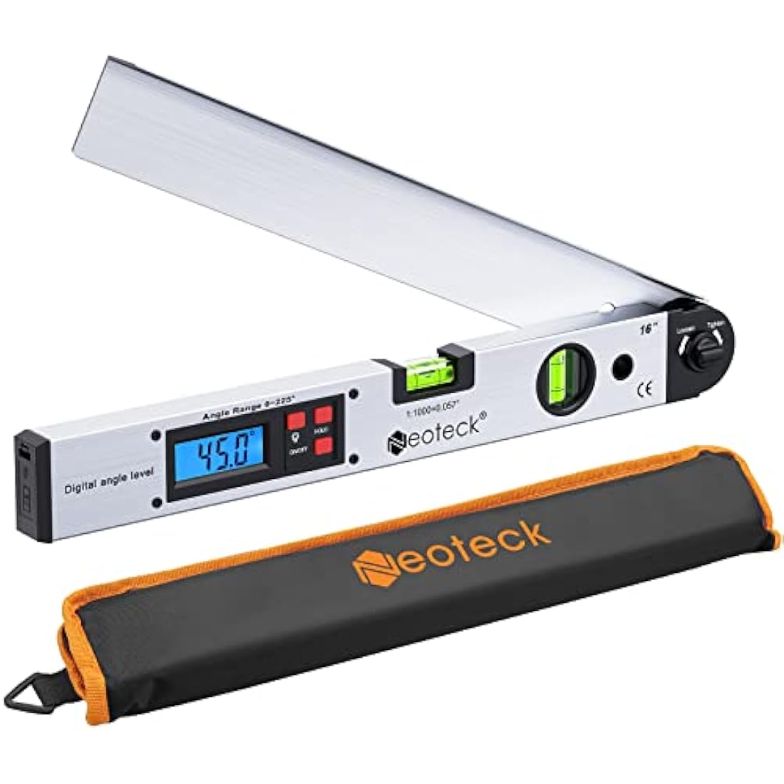 Neoteck 16" Digital Angle Finder Protractor – Aluminum 225° Level