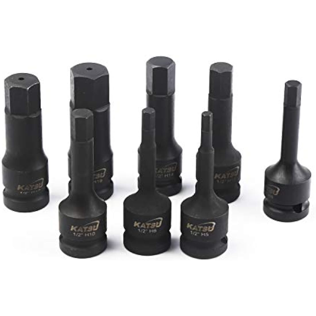 KATSU 8-Piece 1/2" Drive Hex Allen Deep Impact Socket Set, 5-19mm