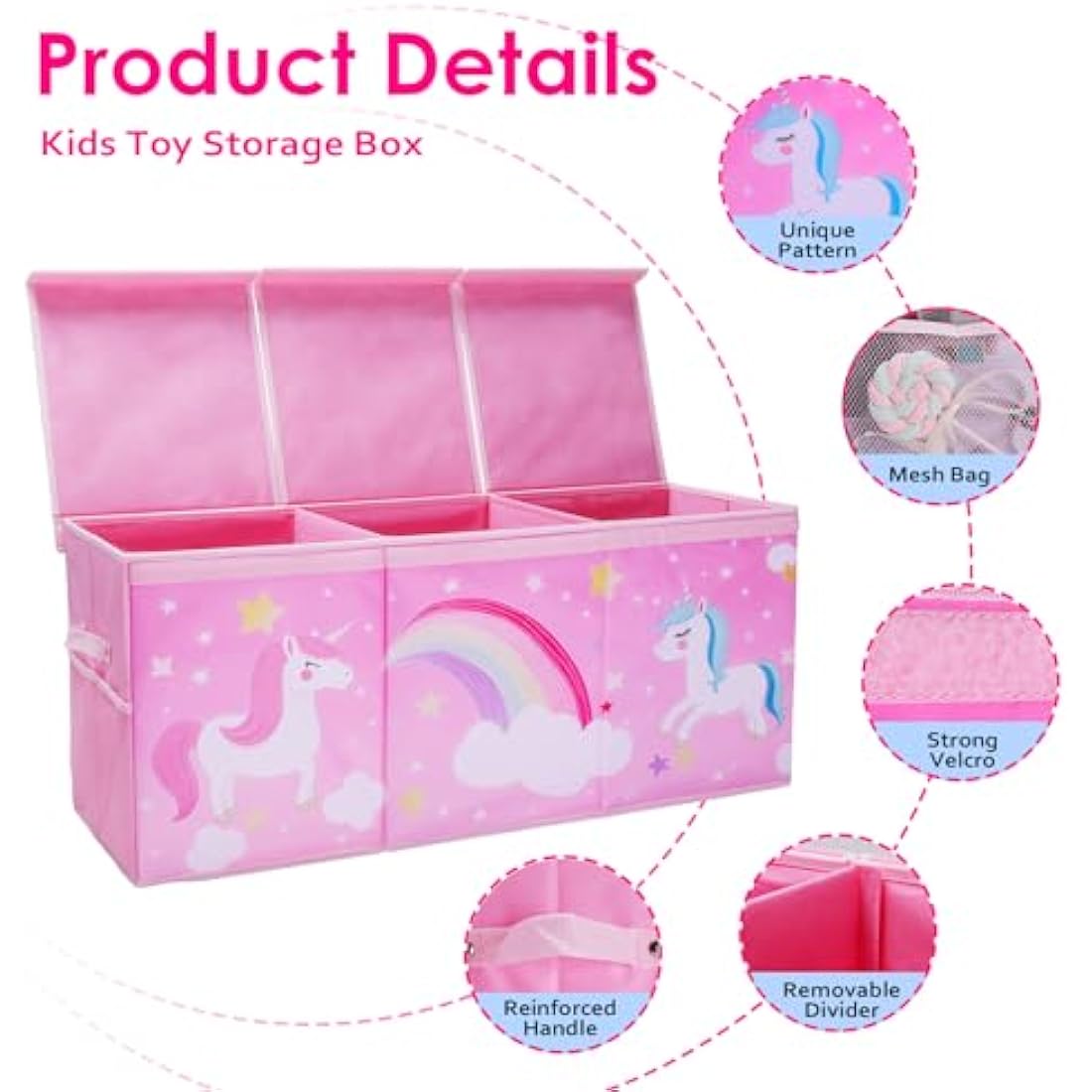 Jolof Store Unicorn Toy Storage Box – Large Foldable Oxford Toy Chest
