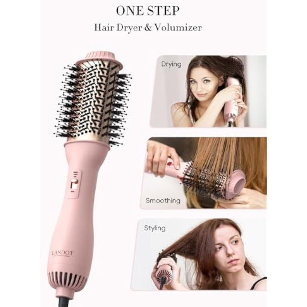 LANDOT Upgraded Plus 2.0 Hot Air Brush | 4-in-1 Hair Dryer Volumizer