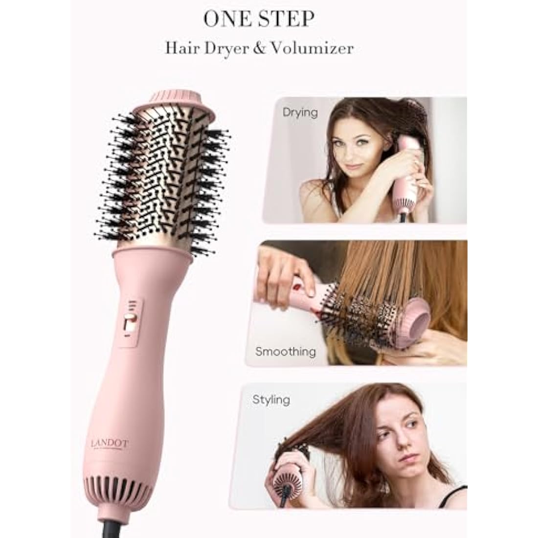 LANDOT Upgraded Plus 2.0 Hot Air Brush | 4-in-1 Hair Dryer Volumizer