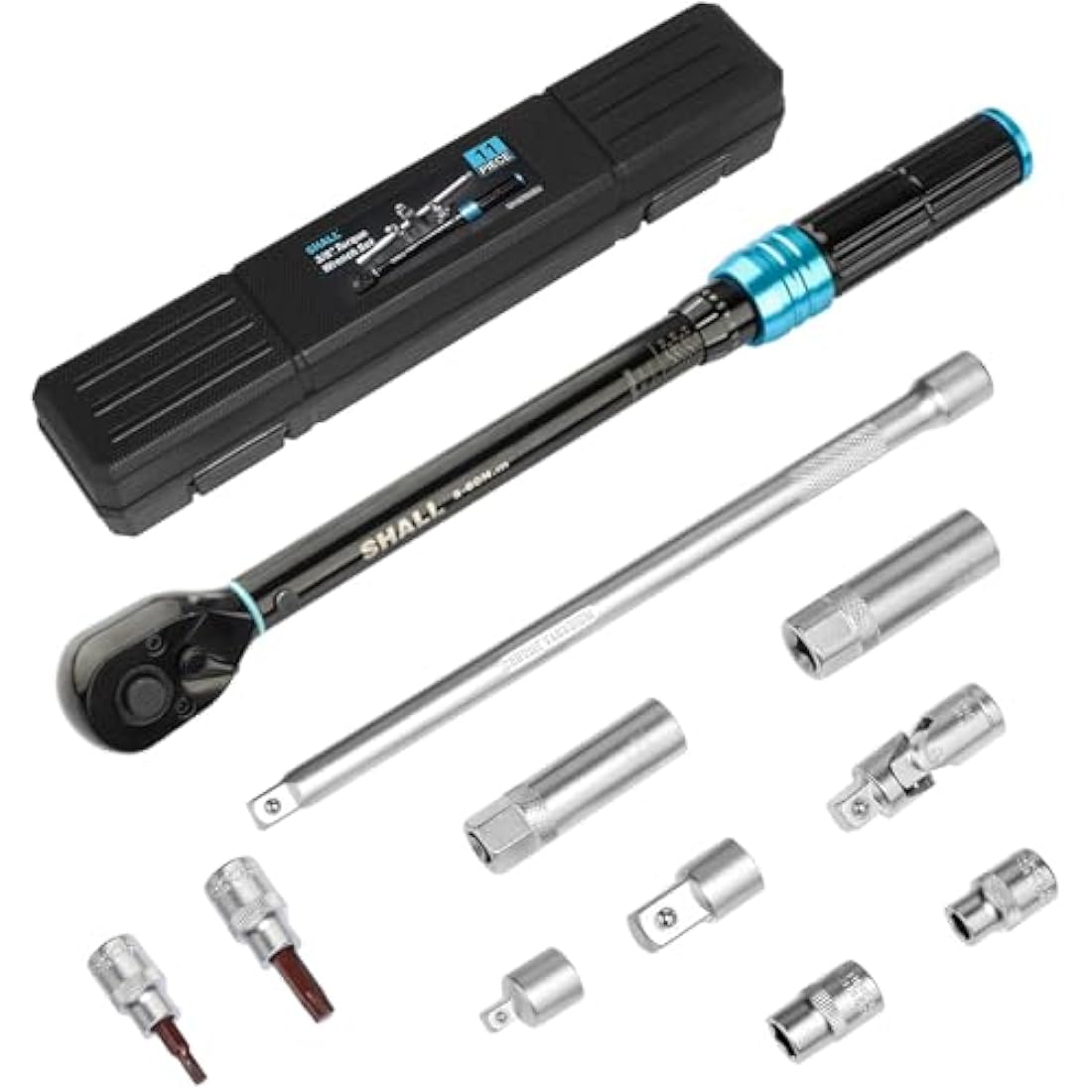 Shall 3/8" Torque Wrench Set (5-60Nm) 11-Piece Kit for Cars & Motorcycles