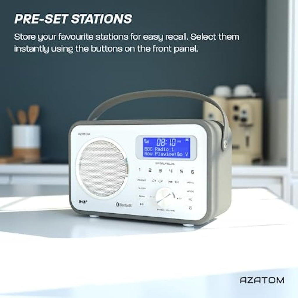 Azatom Spitalfields 2 DAB/DAB+ & FM Portable Digital Radio - Grey Leather