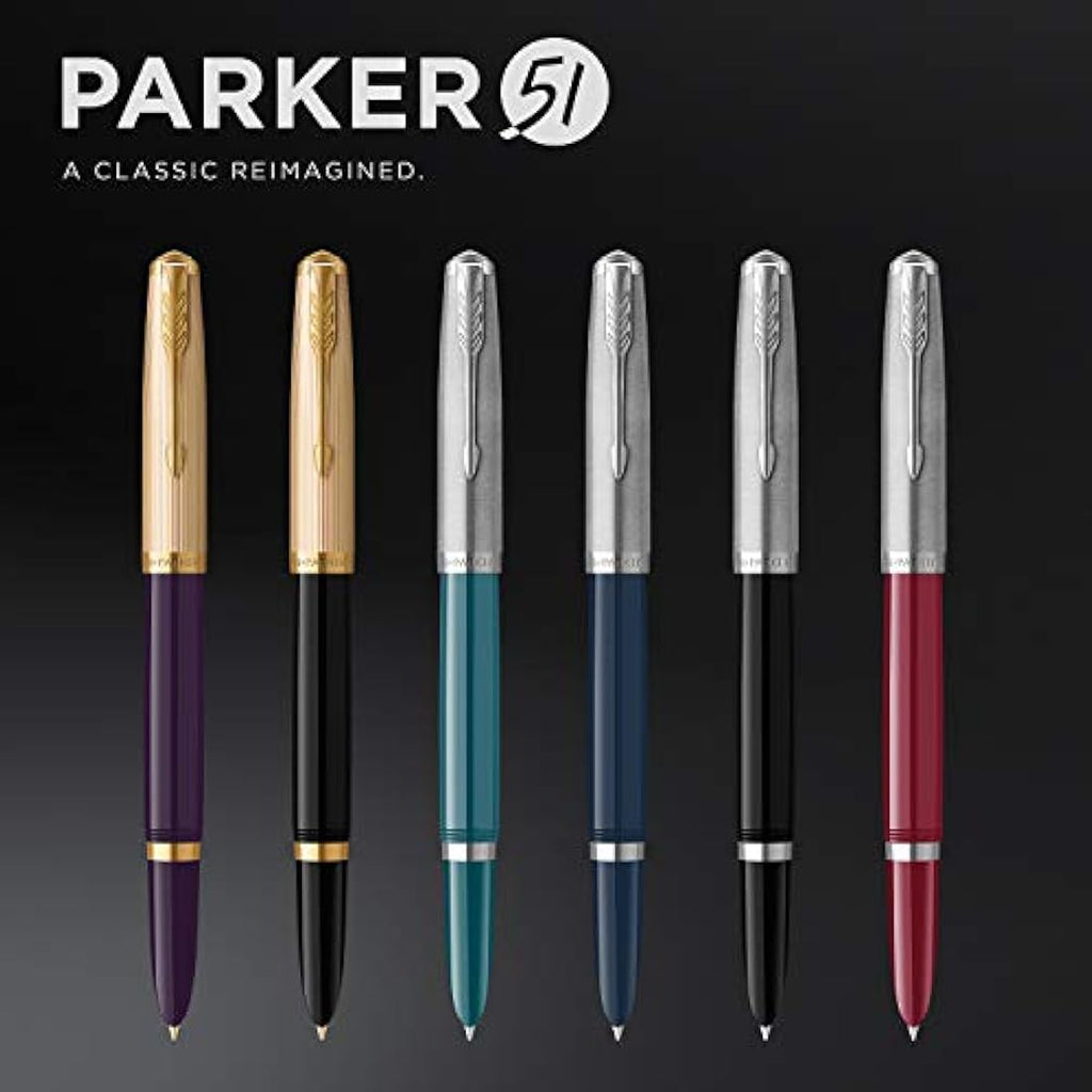 Parker 51 Fountain Pen – Deluxe Plum with 18k Gold Nib Gift Set