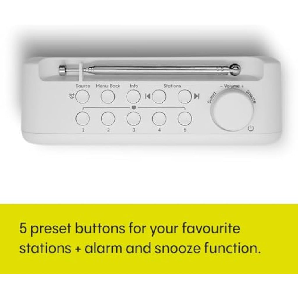Pure Elan One2 Portable DAB+/FM Radio with Bluetooth 5.1 – Cotton White
