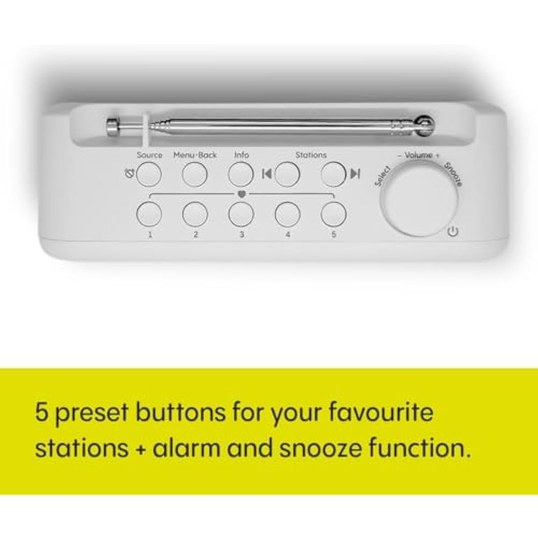 Pure Elan One2 Portable DAB+/FM Radio with Bluetooth 5.1 – Cotton White