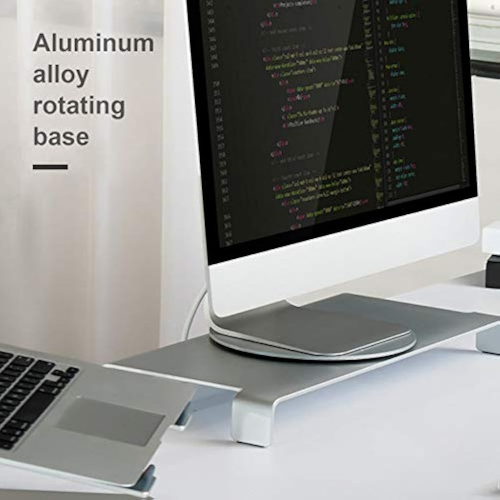 Jolof Store 360° Monitor Swivel Base – Silver Aluminum Rotating Stand