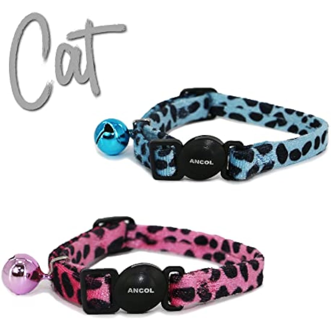 Ancol Turquoise Leopard Print Cat Collar with Safety Breakaway Buckle