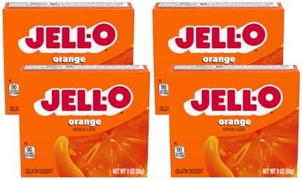 Jell-O Orange Gelatin Dessert - 3 Ounce Boxes (Pack of 4) -