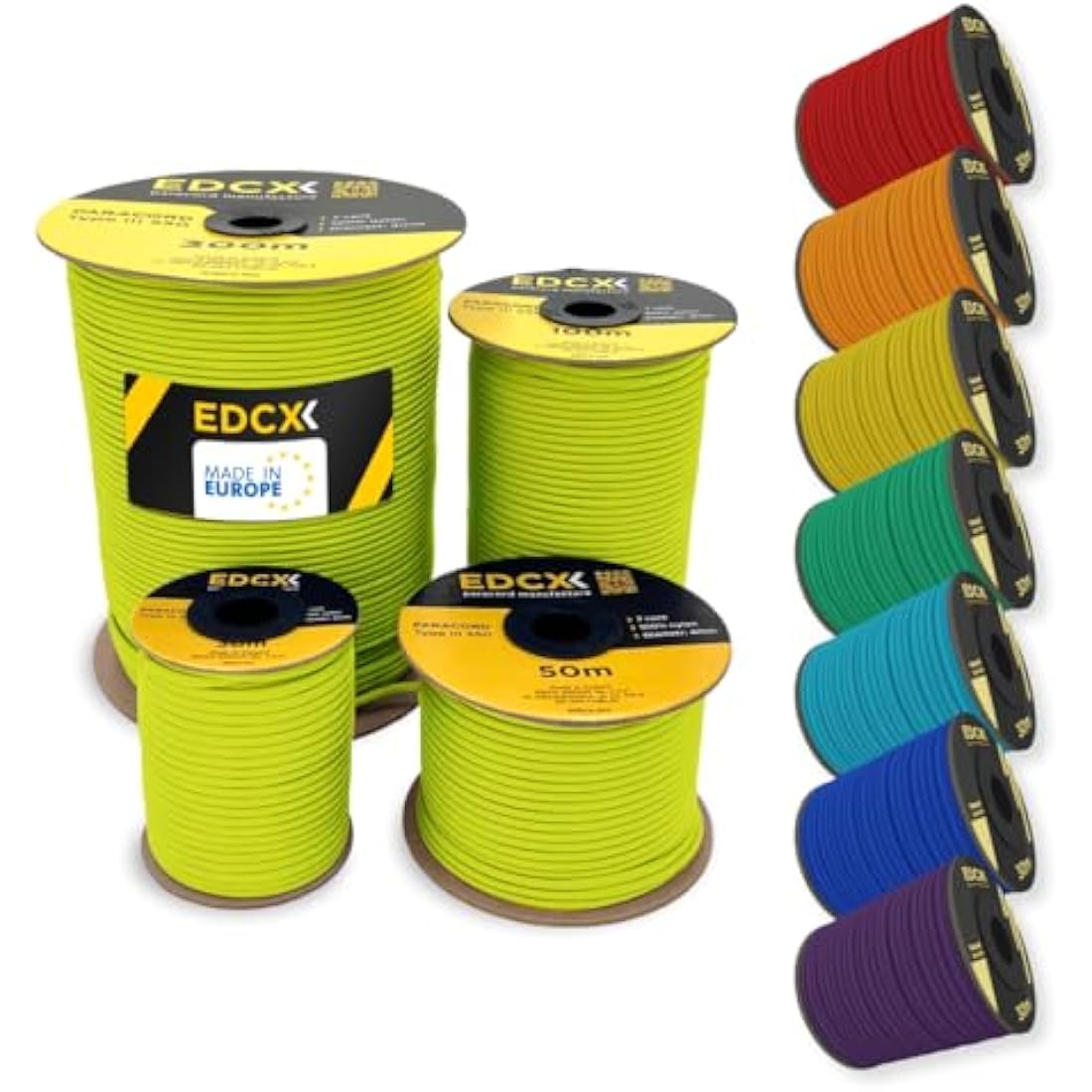 EDCX 550 Paracord – 4mm 7-Strand Nylon Rope for Camping and DIY, 15m