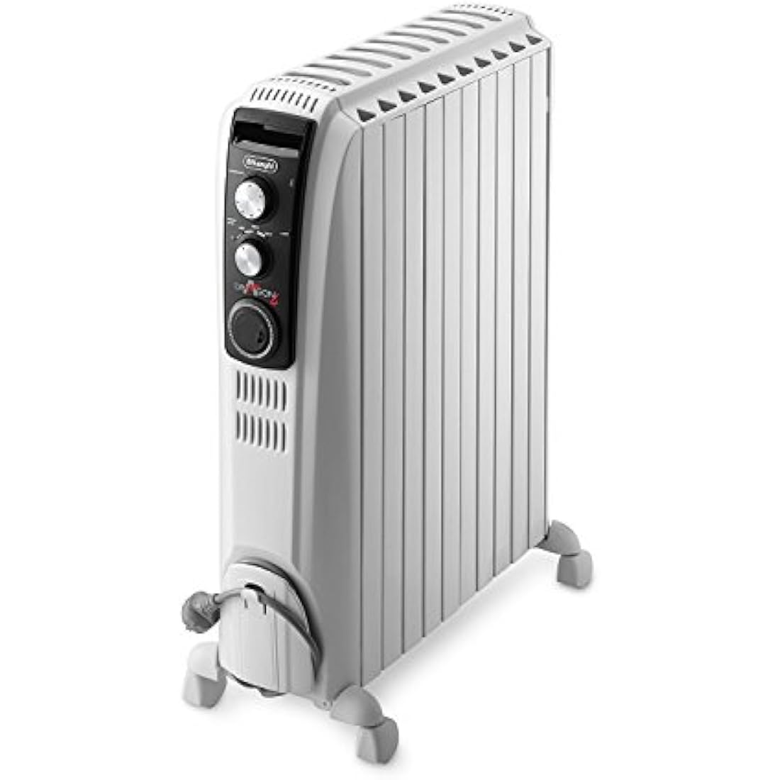 De'Longhi Dragon 4 Oil Filled Radiator – 2.5kW Portable Heater, White