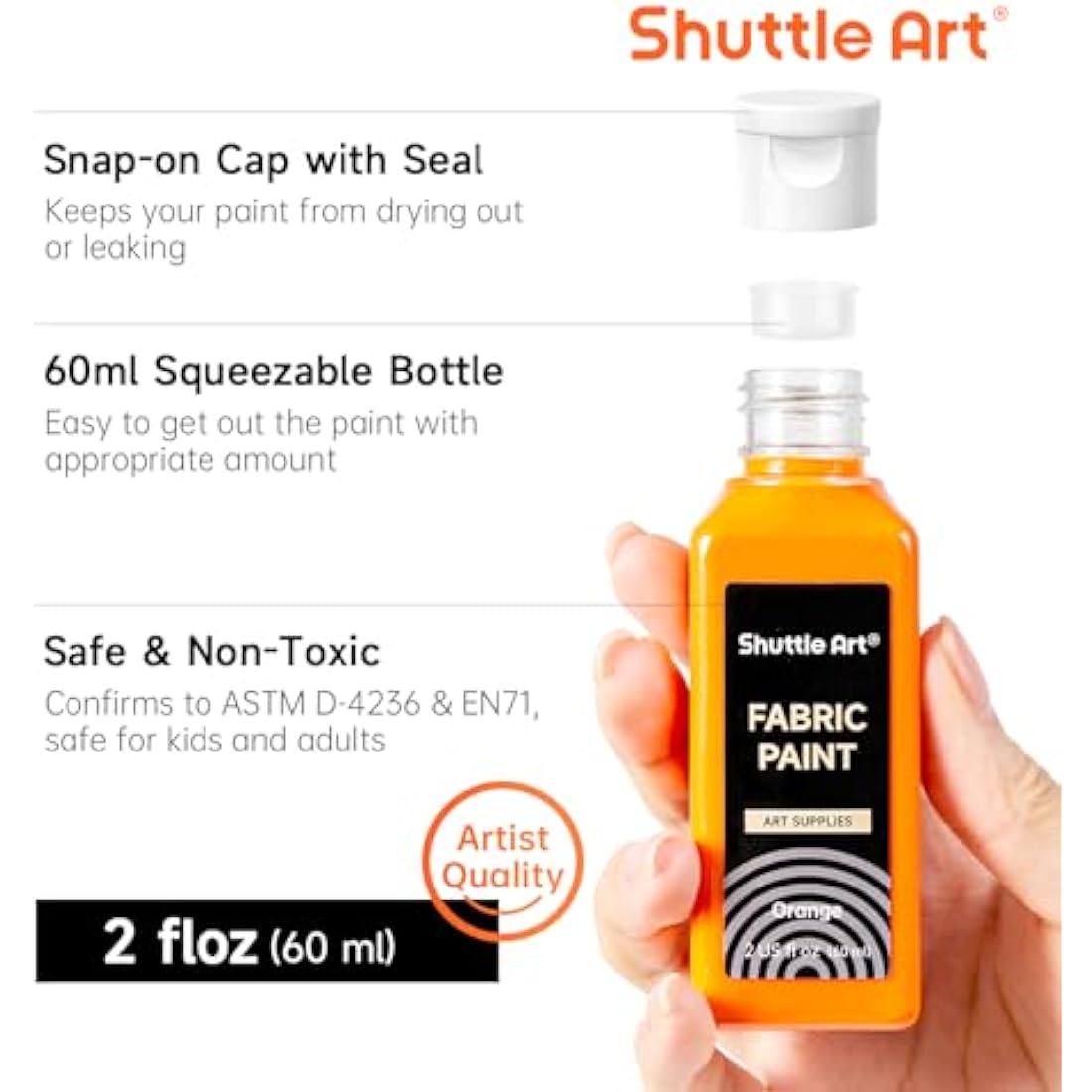 Shuttle Art Fabric Paint Set - 18 Permanent Textile Colors for Clothes