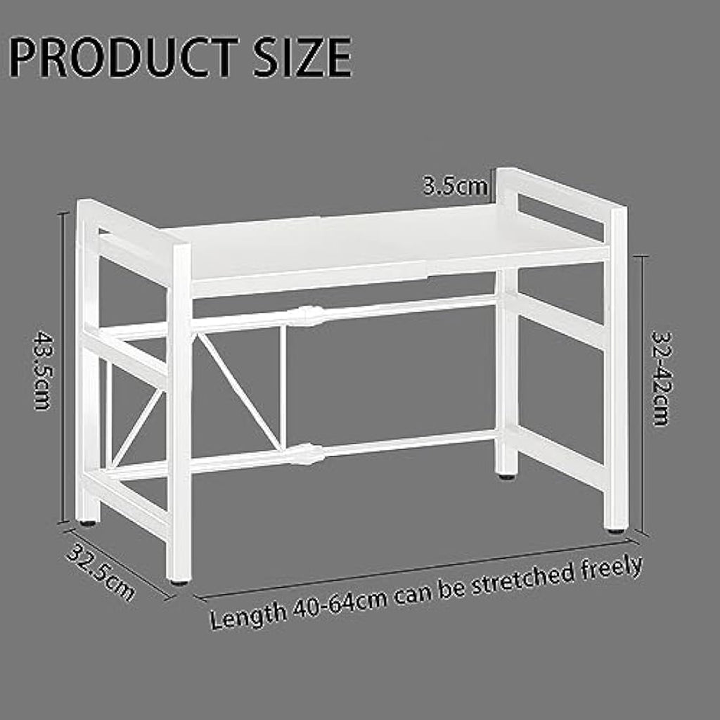 Jolof Store Expandable Microwave Oven Rack – 2 Tier Carbon Steel Shelf