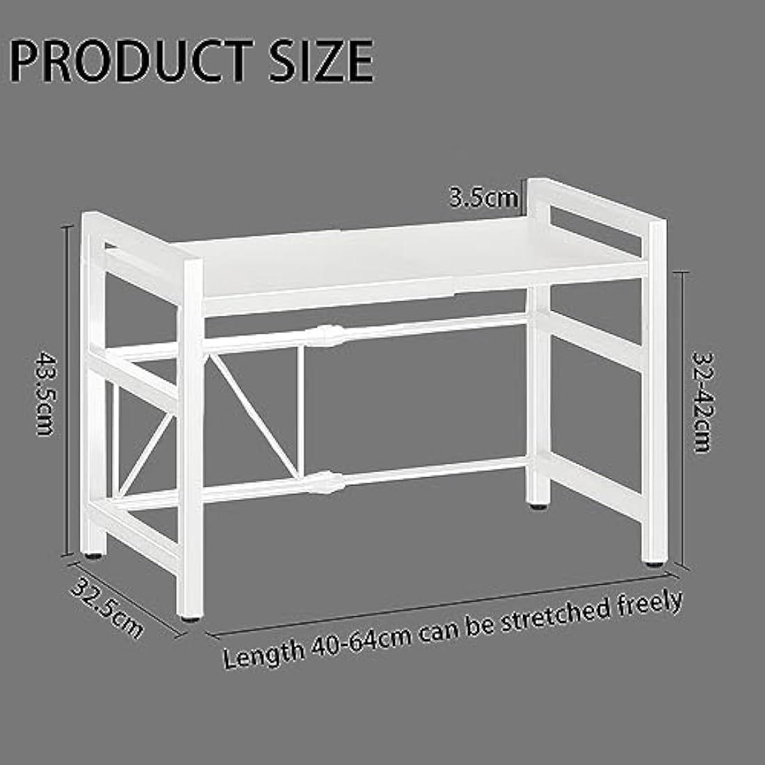 Jolof Store Expandable Microwave Oven Rack – 2 Tier Carbon Steel Shelf