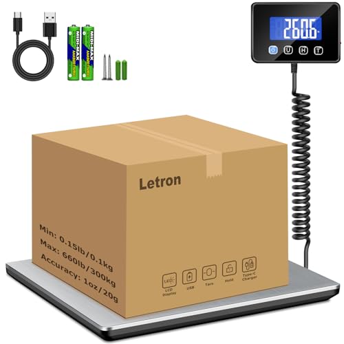 Letron Digital Postal Scale | 660lb Heavy Duty Shipping Scale with LCD