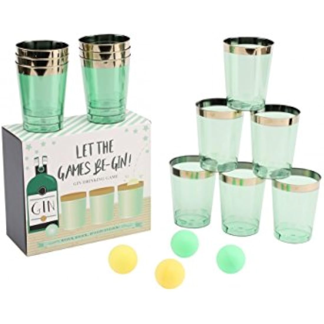 Jolof Store Gin Pong Drinking Game – 12 Tumblers & 4 Balls Party Set