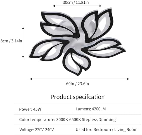 Jolof Store Modern Flower LED Chandelier – Dimmable 5-Head Acrylic Lamp