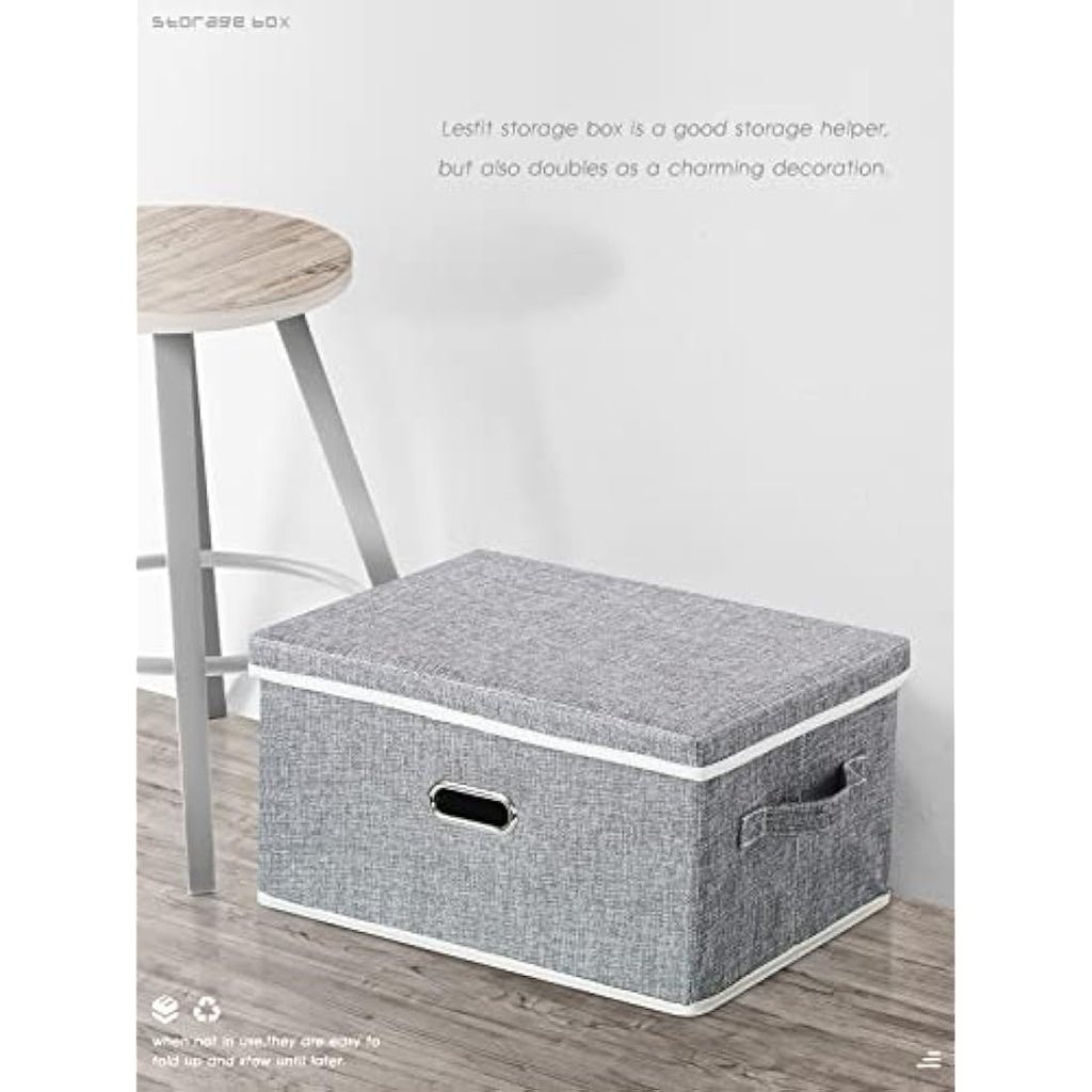Lesfit Fabric Storage Box with Lid | 20L Foldable Closet Organizer Bin