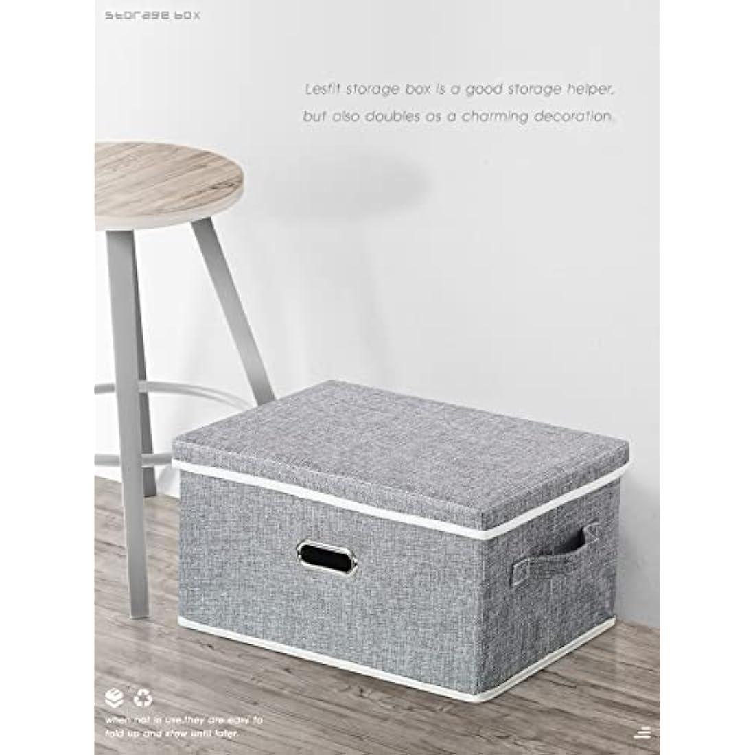 Lesfit Fabric Storage Box with Lid | 20L Foldable Closet Organizer Bin