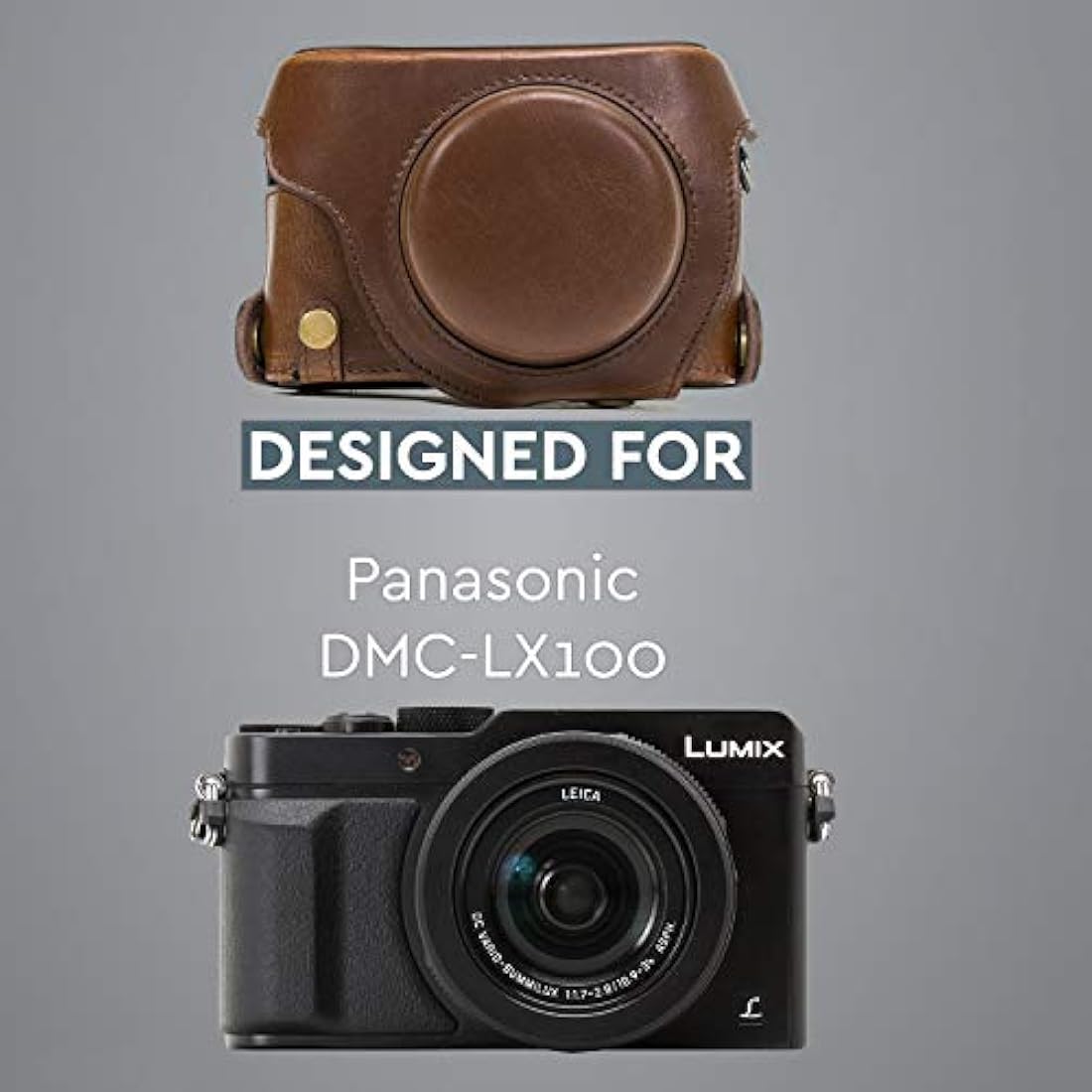 MegaGear Leather Camera Case for Panasonic Lumix LX100 – Dark Brown