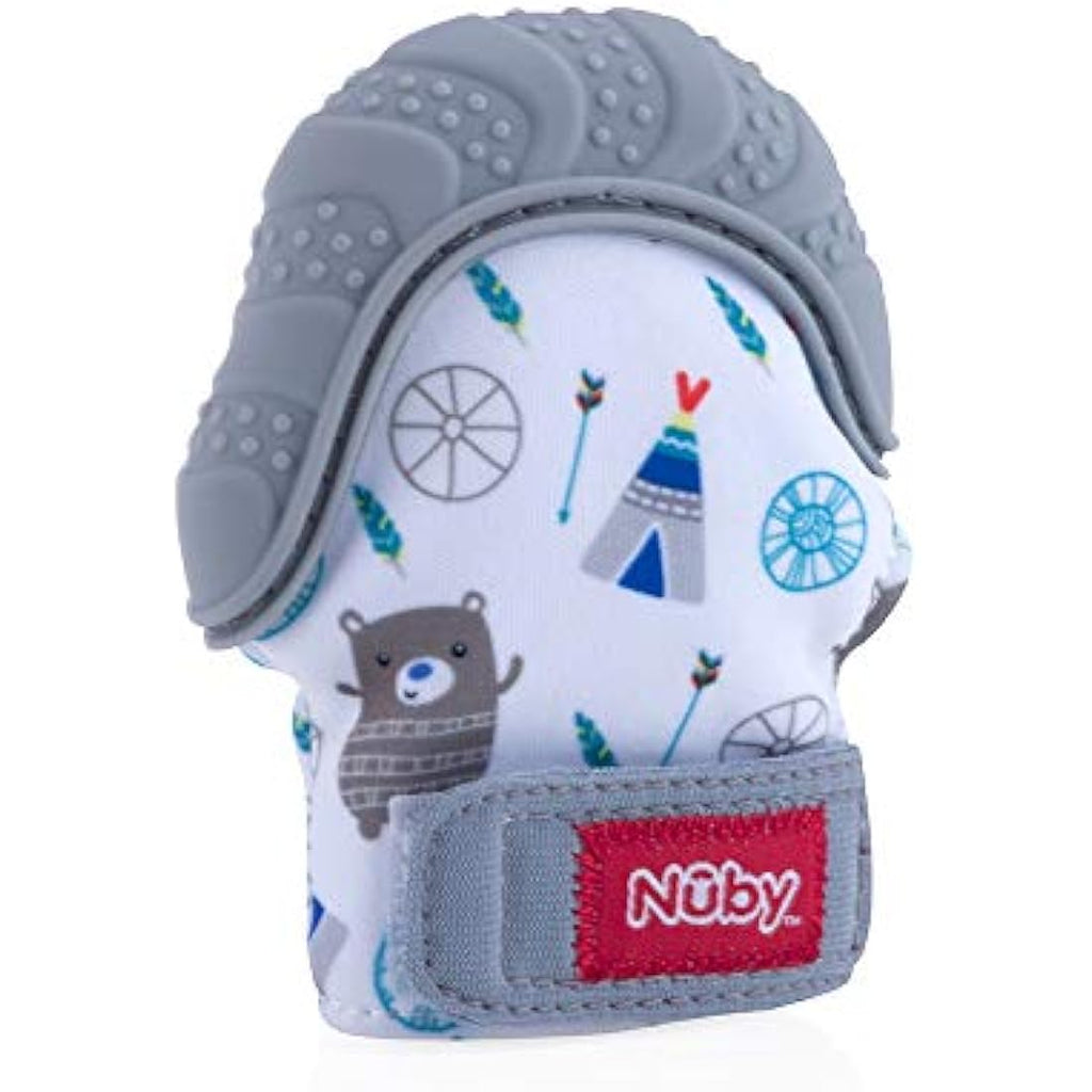 Nuby Silicone Teething Mitt – Grey Bear Sensory Toy for Sore Gums