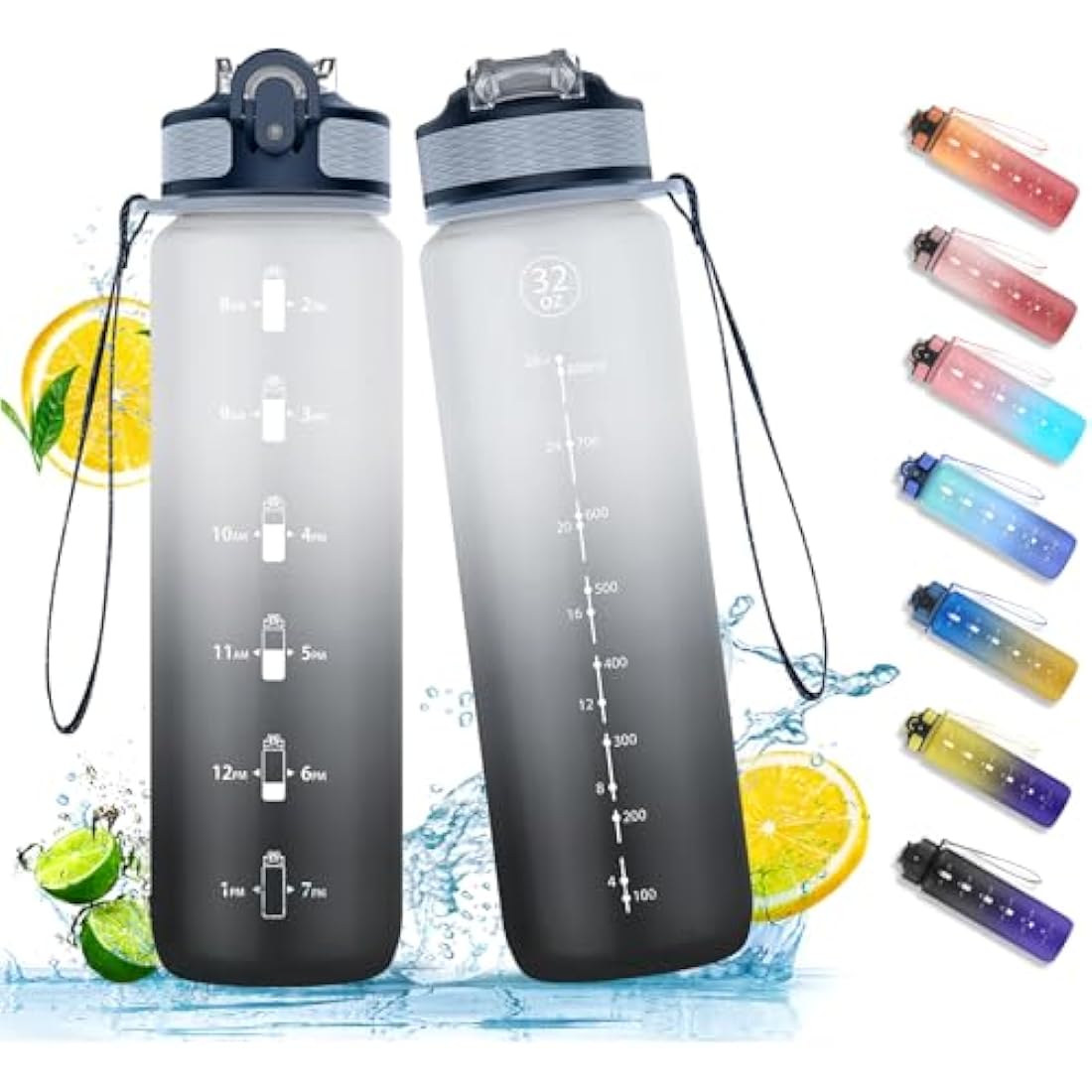 Jolof Store 1L Sports Water Bottle | Tritan BPA Free with Time Marker