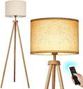 OUTON Tripod Floor Lamp – Dimmable LED Wood Standing Light with Remote