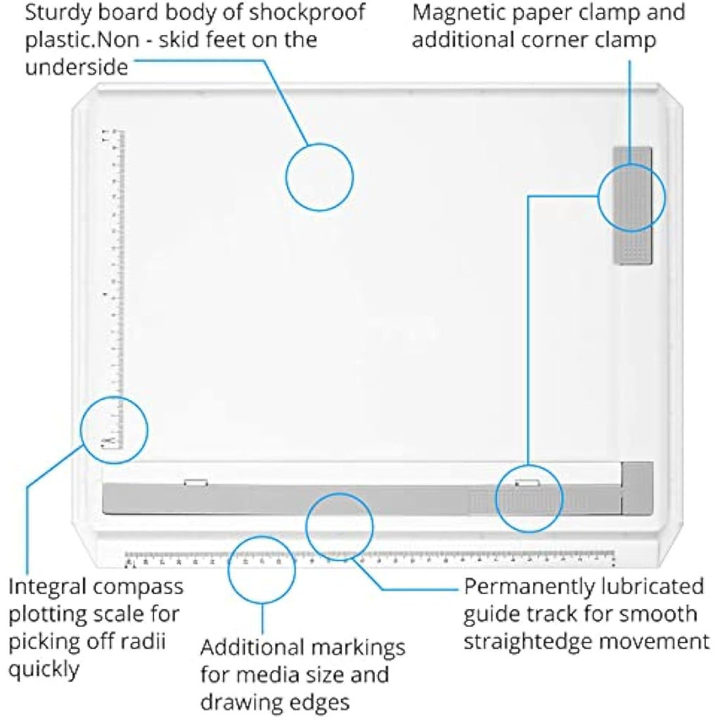 eSynic A4 Drawing Board Set | Adjustable Drafting Table with T-Square