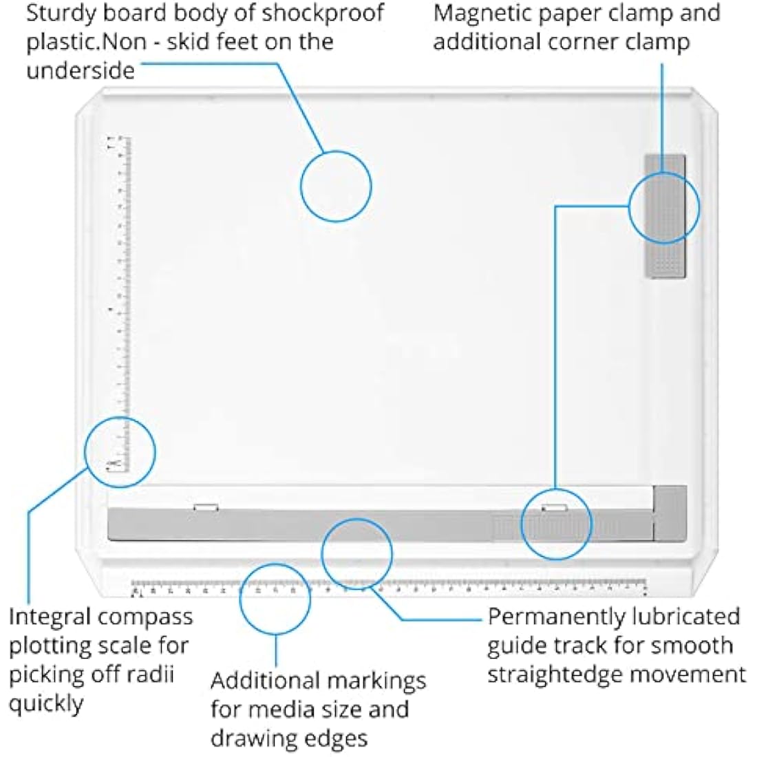eSynic A4 Drawing Board Set | Adjustable Drafting Table with T-Square