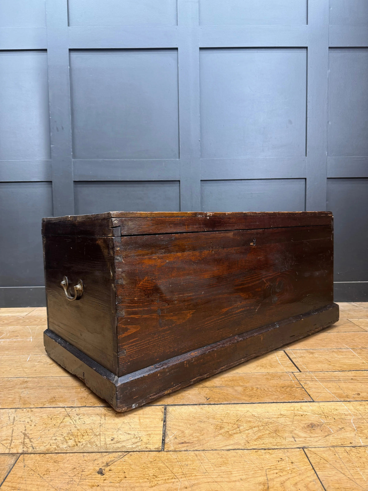 Antique Pine Trunk Chest / Coffee Table / Rustic Box Storage / Toy Storage chest